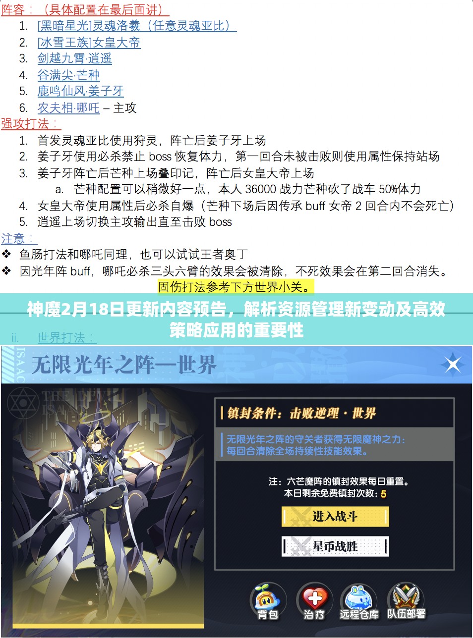 神魔2月18日更新内容预告，解析资源管理新变动及高效策略应用的重要性
