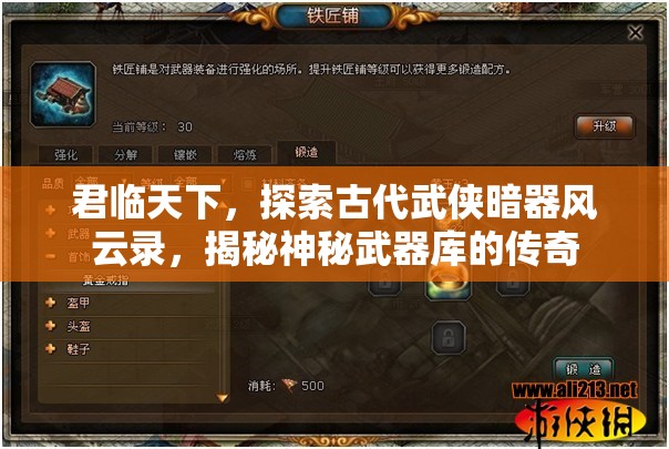 君临天下，探索古代武侠暗器风云录，揭秘神秘武器库的传奇