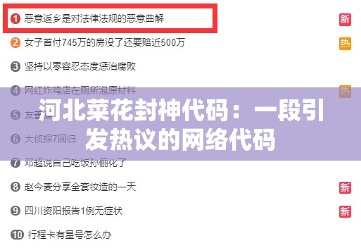 河北菜花封神代码：一段引发热议的网络代码