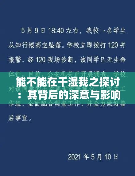 能不能在干湿我之探讨：其背后的深意与影响
