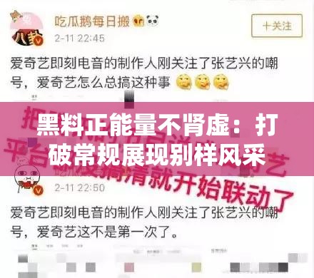 黑料正能量不肾虚：打破常规展现别样风采