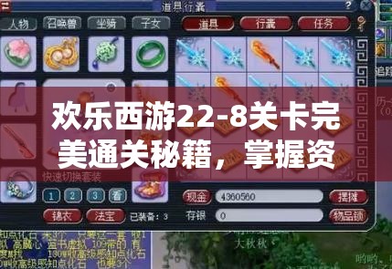 欢乐西游22-8关卡完美通关秘籍，掌握资源管理艺术，轻松突破难关