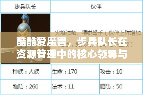 酷酷爱魔兽，步兵队长在资源管理中的核心领导与战略价值解析