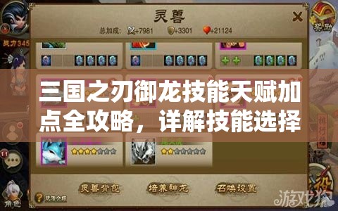 三国之刃御龙技能天赋加点全攻略，详解技能选择与加点策略