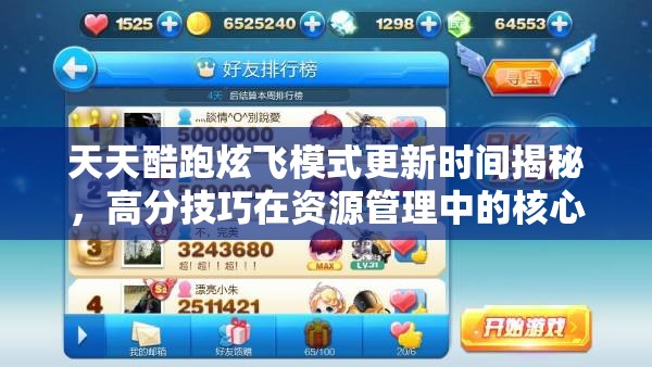 天天酷跑炫飞模式更新时间揭秘，高分技巧在资源管理中的核心作用与优化策略探讨