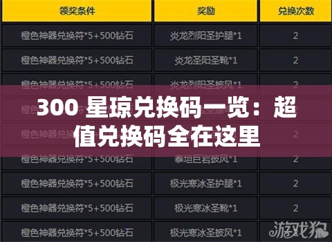 300 星琼兑换码一览：超值兑换码全在这里