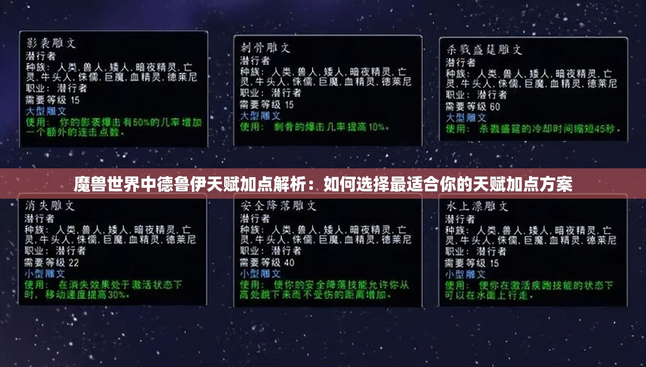 魔兽世界中德鲁伊天赋加点解析：如何选择最适合你的天赋加点方案