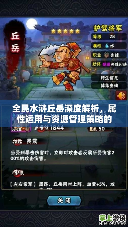 全民水浒丘岳深度解析，属性运用与资源管理策略的艺术探讨