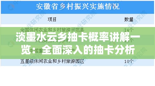 淡墨水云乡抽卡概率讲解一览：全面深入的抽卡分析