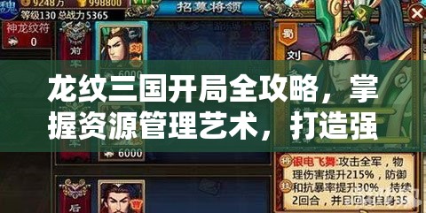 龙纹三国开局全攻略，掌握资源管理艺术，打造强势开局策略