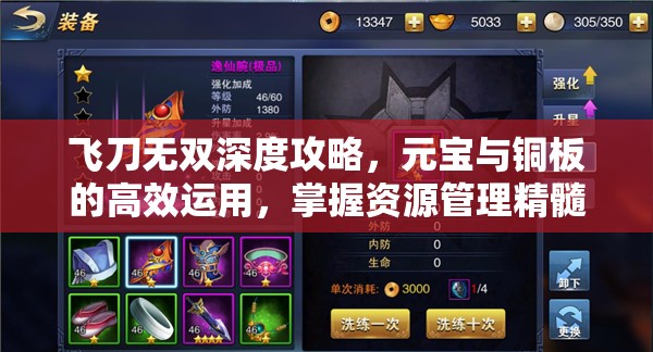 飞刀无双深度攻略，元宝与铜板的高效运用，掌握资源管理精髓