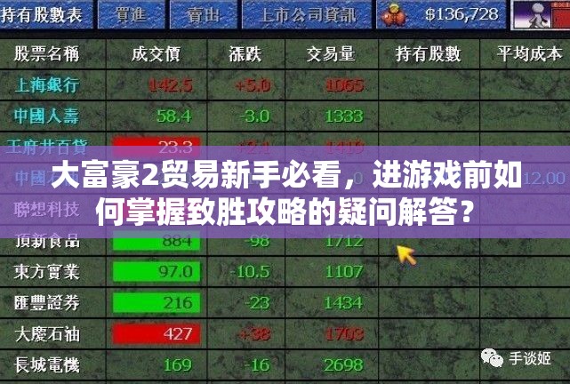 大富豪2贸易新手必看，进游戏前如何掌握致胜攻略的疑问解答？