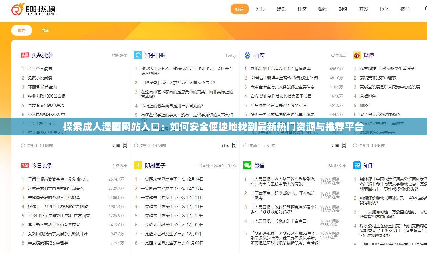 探索成人漫画网站入口：如何安全便捷地找到最新热门资源与推荐平台