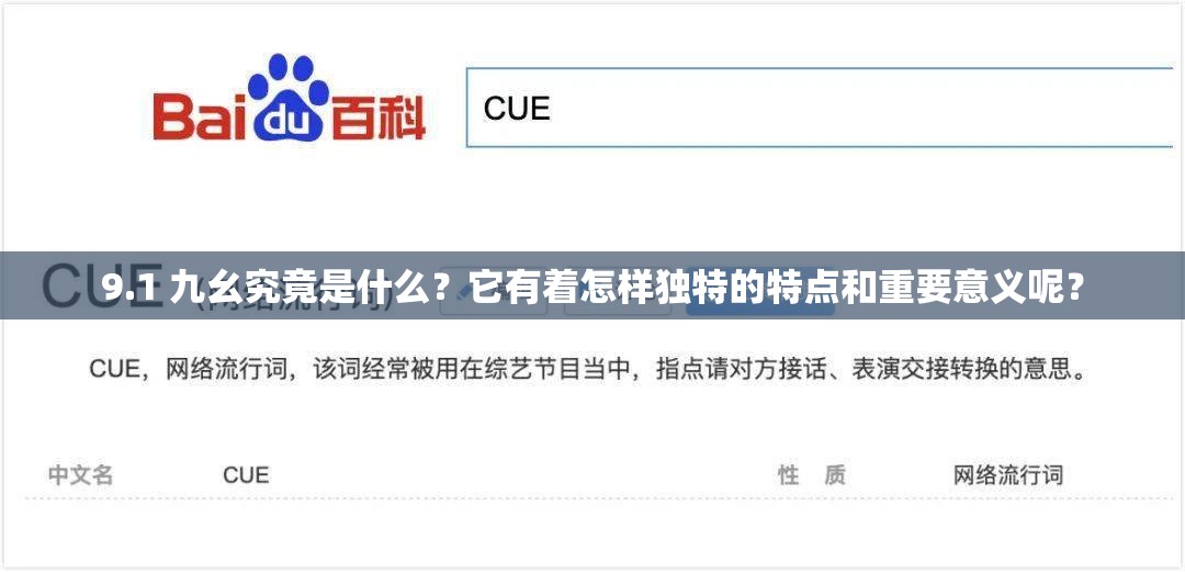 9.1 九幺究竟是什么？它有着怎样独特的特点和重要意义呢？
