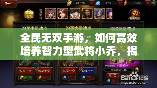 全民无双手游，如何高效培养智力型武将小乔，揭秘最强攻略？