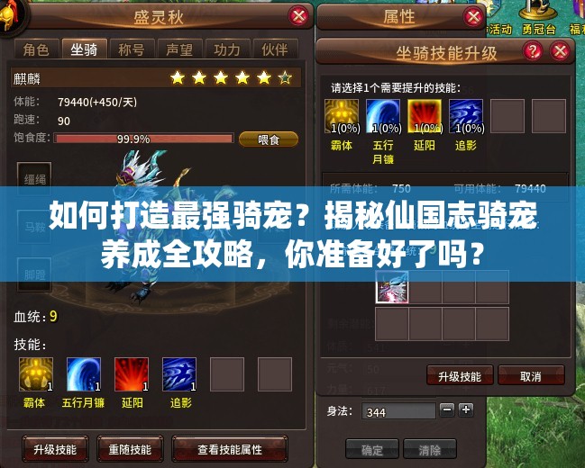 如何打造最强骑宠？揭秘仙国志骑宠养成全攻略，你准备好了吗？