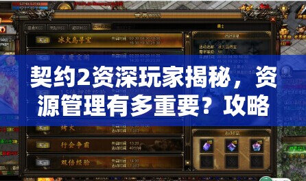 契约2资深玩家揭秘，资源管理有多重要？攻略心得大公开！
