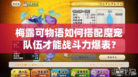 梅露可物语如何搭配魔宠队伍才能战斗力爆表？