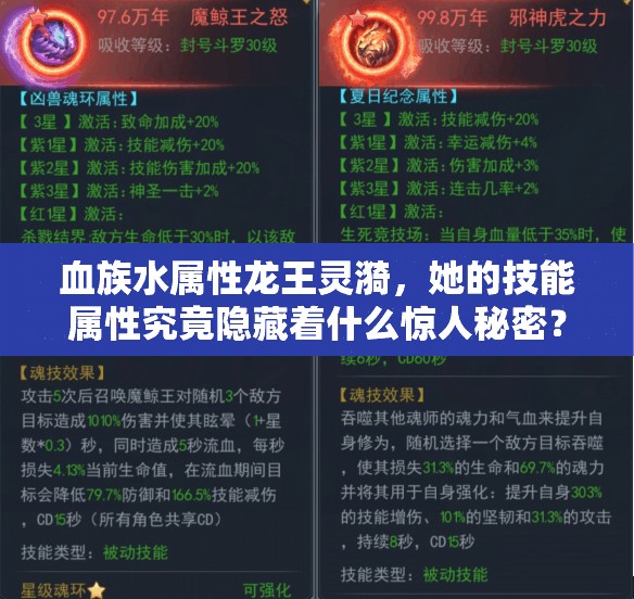 血族水属性龙王灵漪，她的技能属性究竟隐藏着什么惊人秘密？